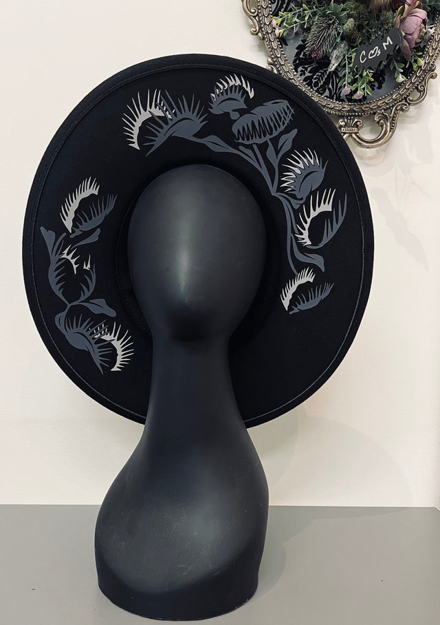 Monochromatic Venus Fly Traps Vegan Felt XL Hat