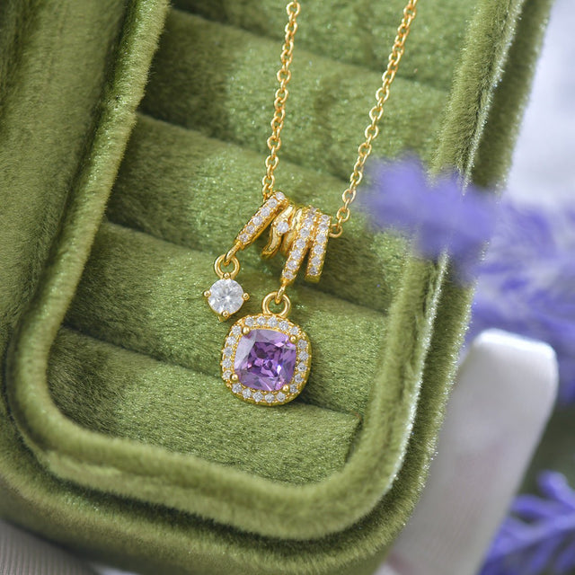 Pavé Halo Regal Amethyst Necklace