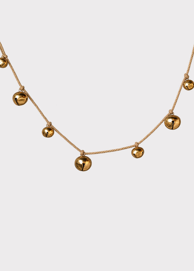 Iron Jingle Bell Christmas Garland in Bronze Gold - 65"