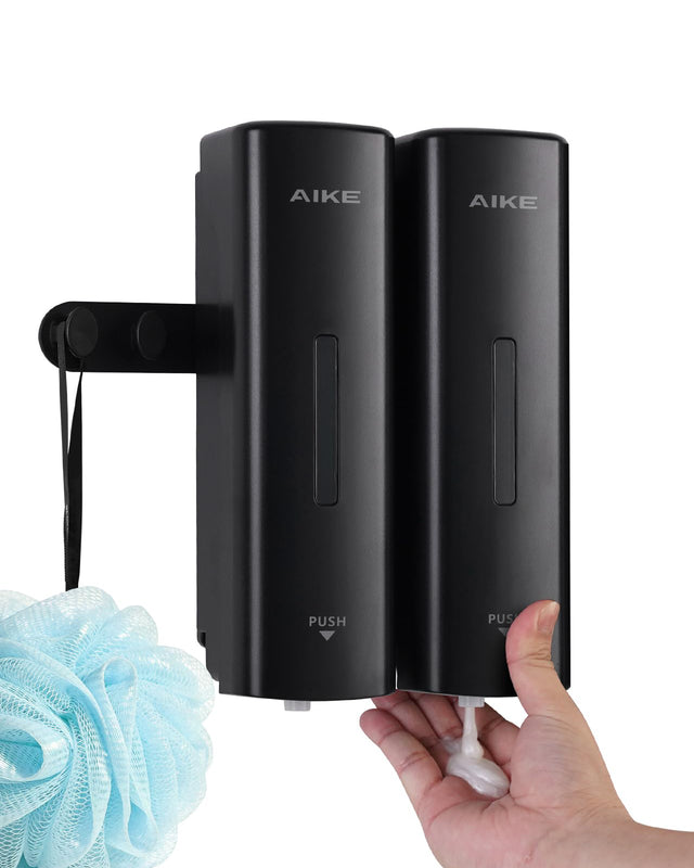 AIKE Shower Shampoo and Conditioner Dispenser for Home Bathroom | EasyPush Series,Say Goodbye to Shower Bottle Clutter,No-Drill Design for Home Bathroom,Single 
