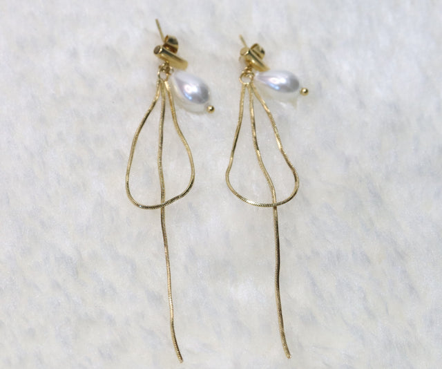 Korey - Boucles d'oreilles en acier inoxydable, perle d'eau douce