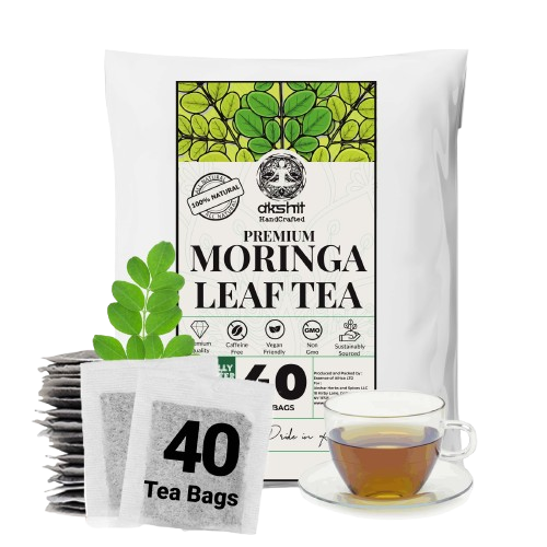 Premium Moringa Tea Bags, 40 Tea Bags, 100% Pure Moringa Leaf Herbal Tea, Caffeine Free, Non-GMO, Vegan, No Sugar, No Artificial Ingredients by Akshit