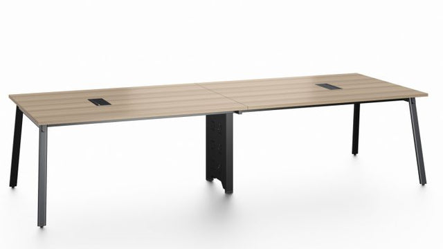 Conference Table 3.2 m - Light Oak and Pure Black Straight Leg Frame
