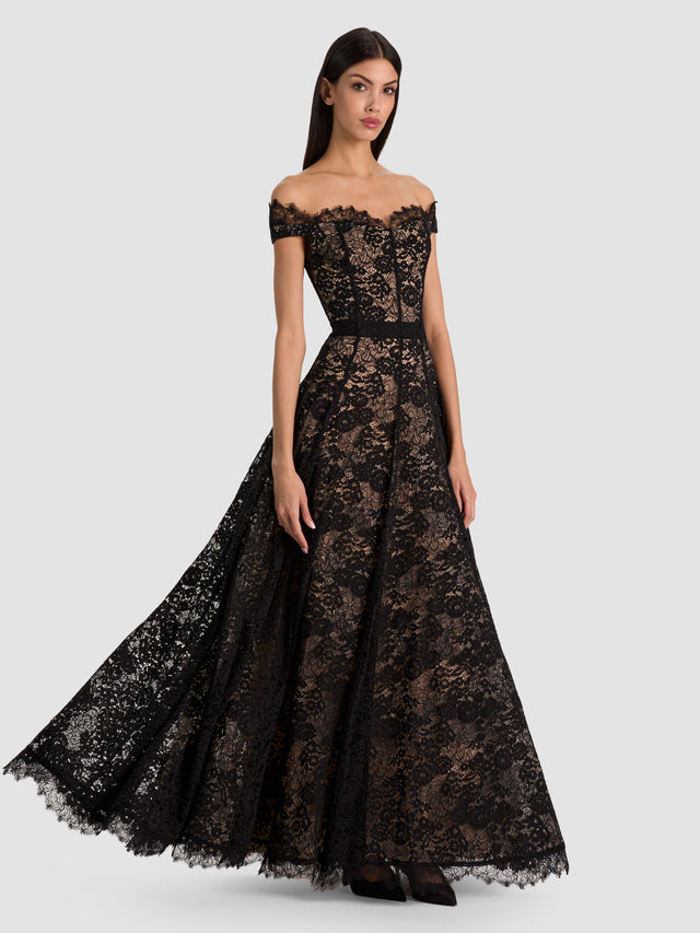 VIVIANA LACE GOWN - BLACK