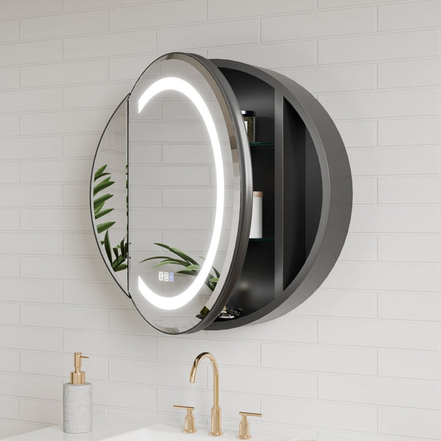 Brillare 60" LED Bath Vanity With Sink,Cultured Marble Top,Black,Solid Oak Build,Soft-Close,8 in faucet holes