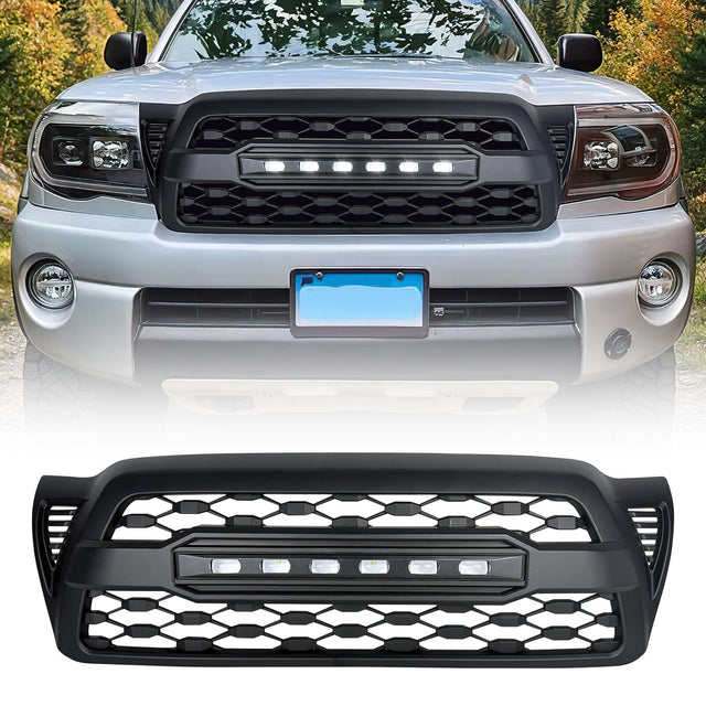 TRD PRO Style Grille W/ LED Off-Road Lights - Matte Black For 2005-2011 Toyota Tacoma
