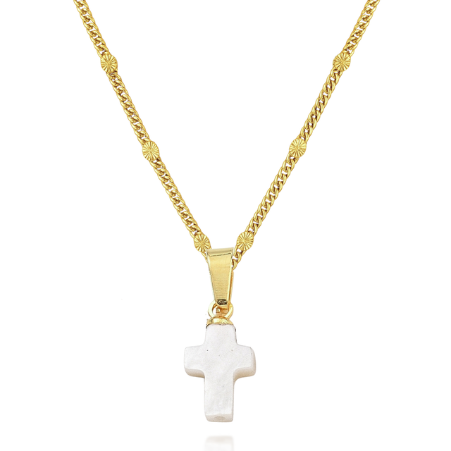 Loved by Him- Mini Pink Cross Necklace