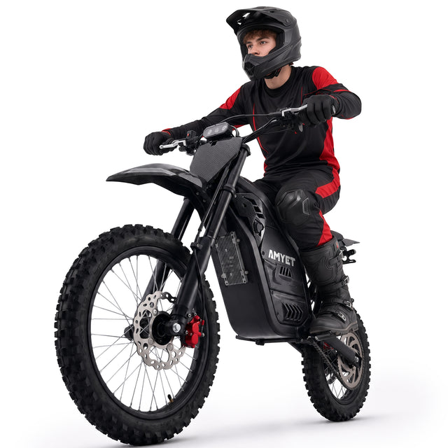 Amyet EDB002 4000W Electric Dirt Bike for Teens Adults,Carbon Fiber Frame, 230NM Torque,45 MPH,40 Miles,48V 23Ah Battery,14" /12" Tires, Full Hydraulic Brakes a