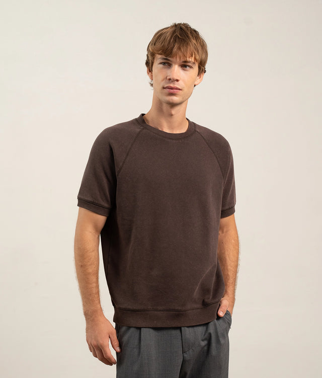 Mens Recycled Fleece Raglan Sweatshirt - Recycled Fleece - Mineral Ganache