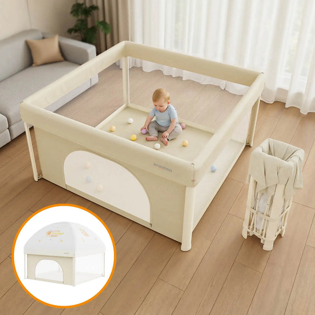 Foldable & Portable Playpen 50*50 in with Canopy and Carry Bag BP05