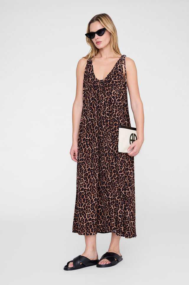 Flora Dress - Black And Brown Leopard