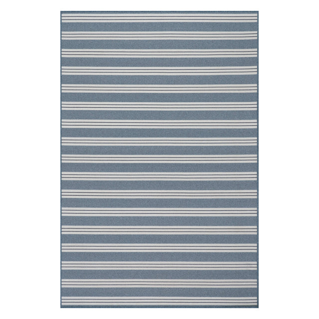 Meredith Wide Striped Indoor/Outdoor Custom Rug | Blue