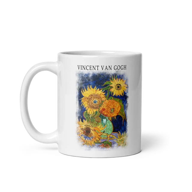 Van Gogh Five Sunflowers 1888, artwork mug