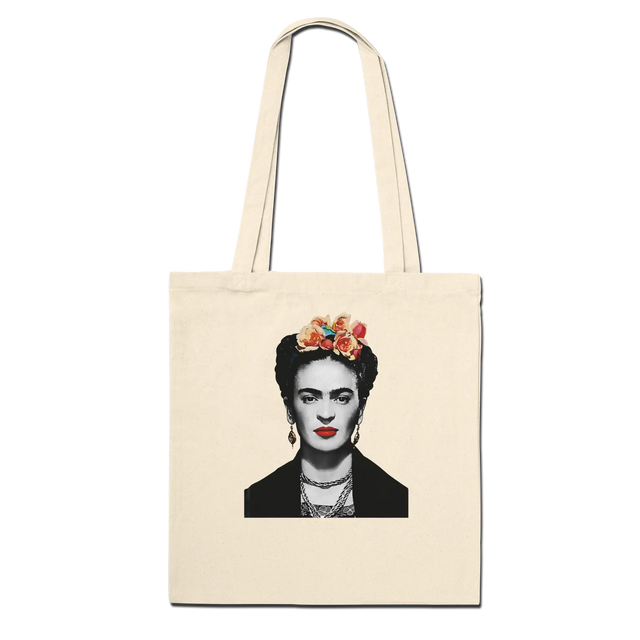 Frida Kahlo with Flowers Portrait artwork tote bag
