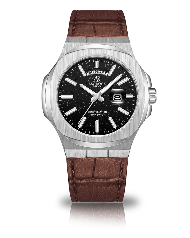 Constellation dark brown leather strap