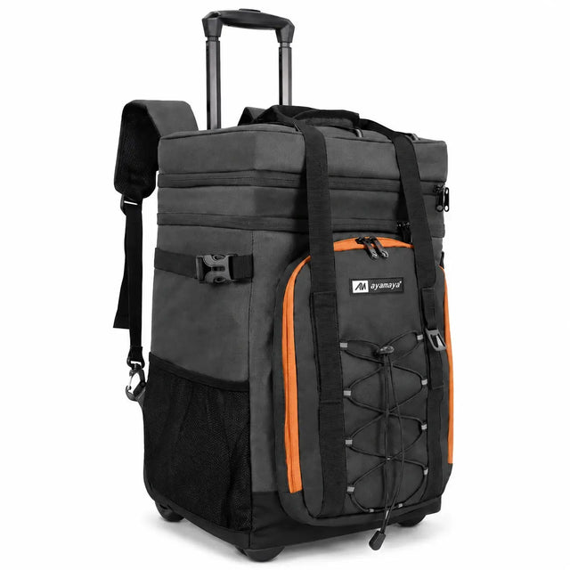 Ayamaya Rolling Cooler Backpack with Wheels | 50 Can Insulated Soft Cooler with Telescoping Handle for Beach, Camping & Travel