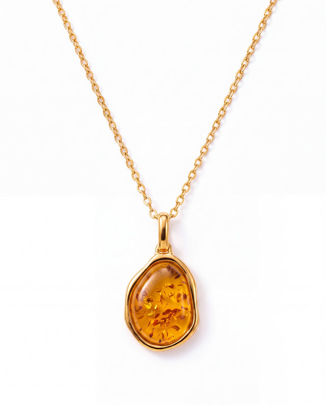 Gold Amber ELEMENT Pendant Necklace