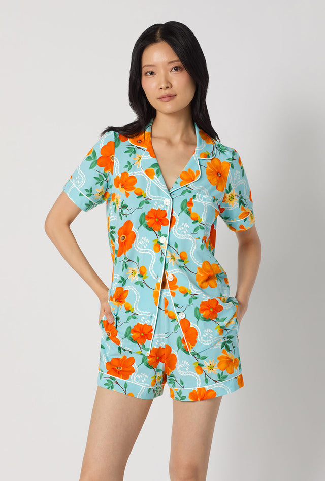 Golden Breeze Short Sleeve Classic Shorty Stretch Jersey Pj Set