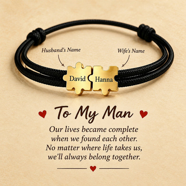 To My Man- Couple Puzzle Custom Name Bracelet