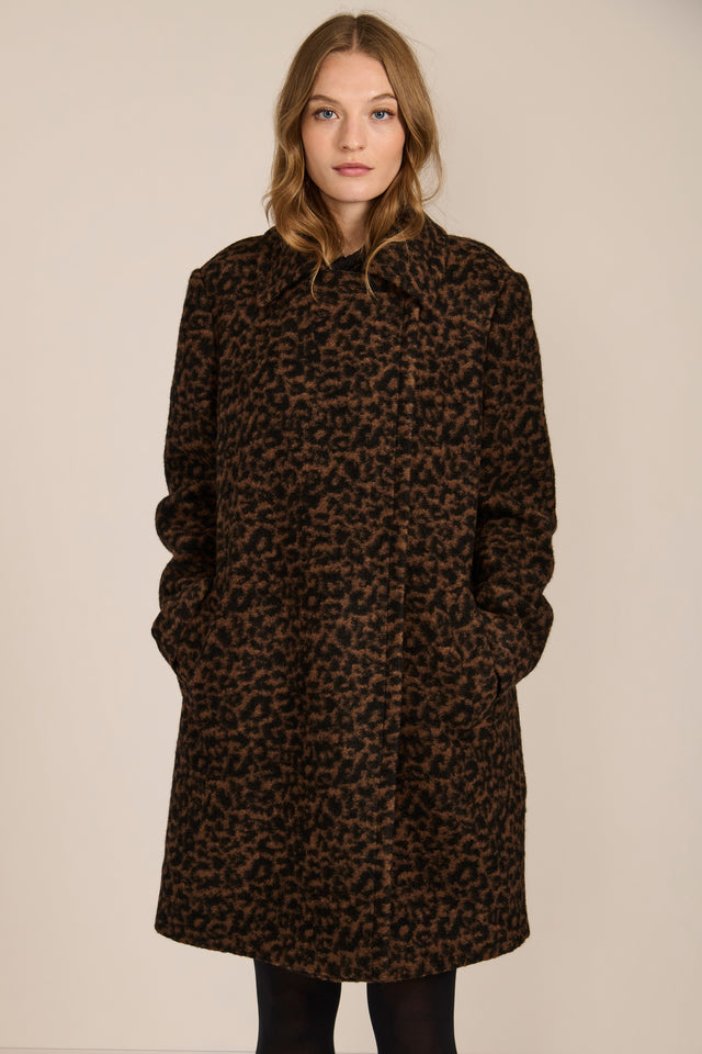 Sabine Animal Print Wool Coat