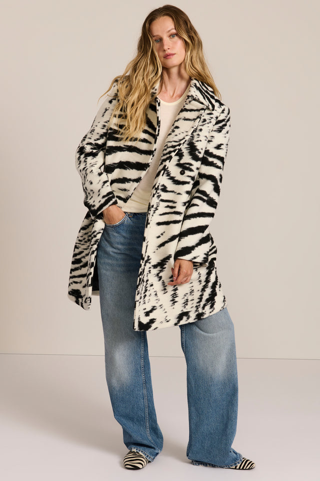 Sabine Animal Print Wool Coat
