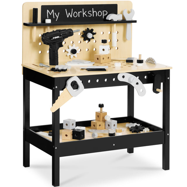 Wooden Kids Workbench w/ Battery-Powered Drill, Tool Set & Storage, Ages 3-5