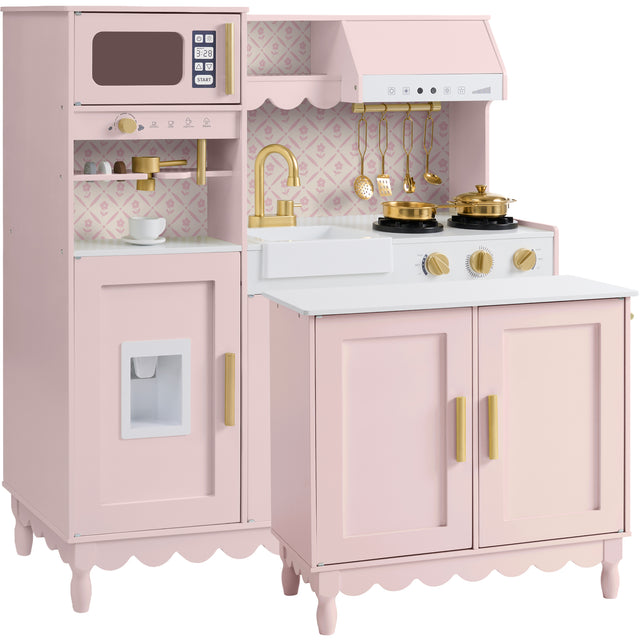 Kids Play Kitchen Set with Espresso Machine, Ice Maker & Accessories