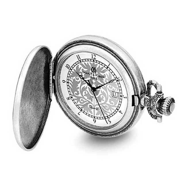 Charles Hubert Antiqued Floral Design Analog Pocket Watch 44mm
