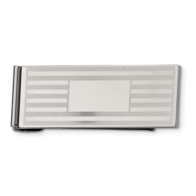 Men's Stainless Steel Striped Money Clip