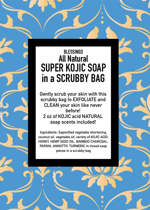 Super KOJIC Soap in a Scrubby Bag
