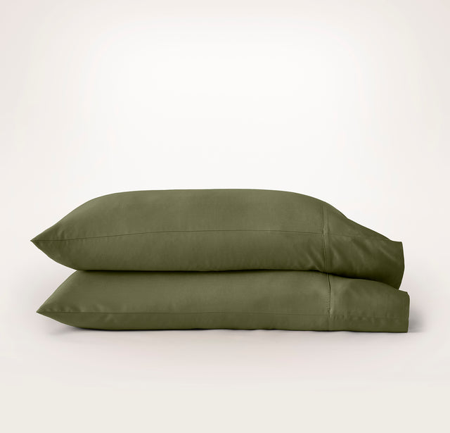 Percale Hemmed Pillowcase Set - Olivine