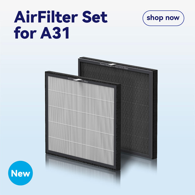 BURTRAN F30 Air Purifier Replacement Filter Set for A31 Air Purifier, Genuine Nano-Oxy™ + HEPA 14 + H12 + Activated Carbon, Balanced PM2.5 & VOC Filtration, Sle