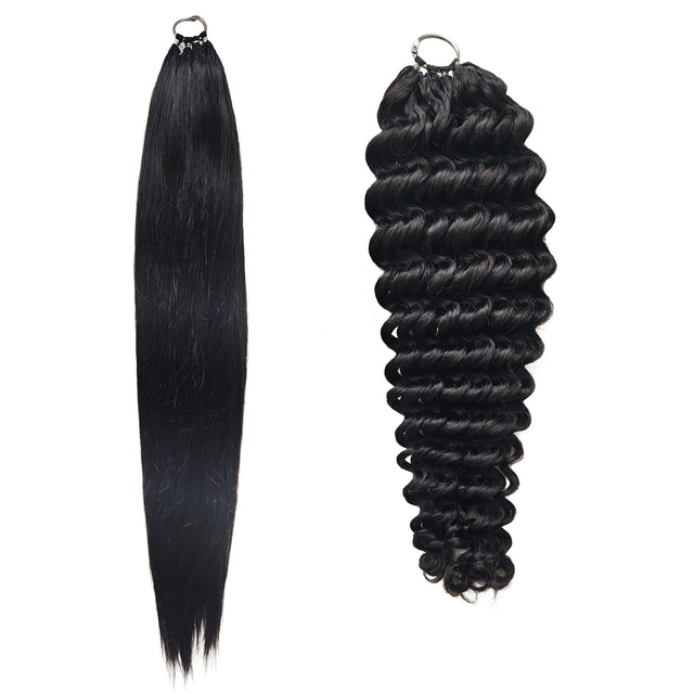 Pre-Looped Crochet 100% Human Hair Natural Color 2 Textures 16"-20" Lightweight Reusable Local Pickup & Shipping