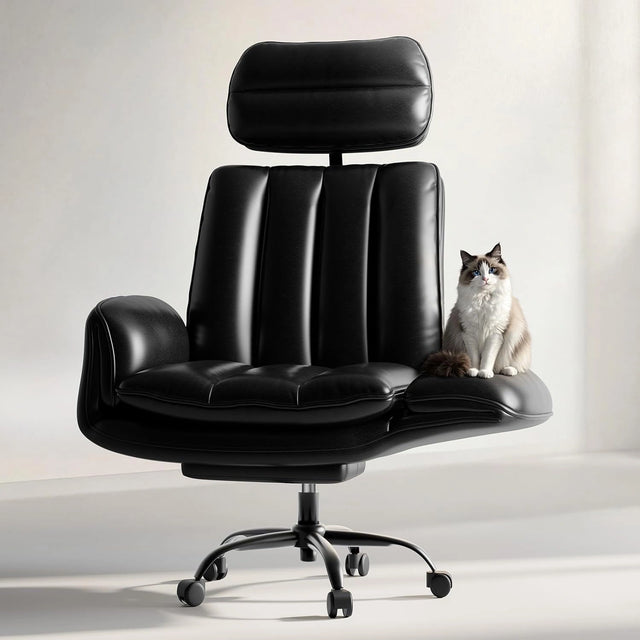 LBGYZ02 Criss Cross Office Chair, Pet-Friendly Wide Seat Reclining Desk Chair,Black