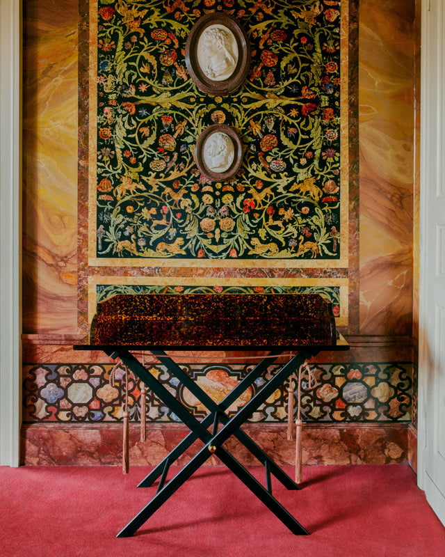 Tortoiseshell Plexiglas Bar Tray Table by Giuseppe Porcelli