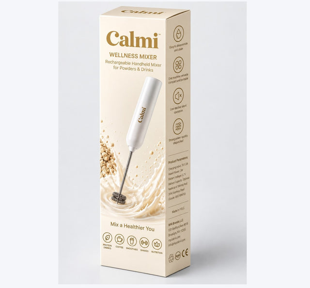 Calmi Wellness Mixer – Rechargeable Handheld Electric Mixer for Protein, & Wellness Drinks