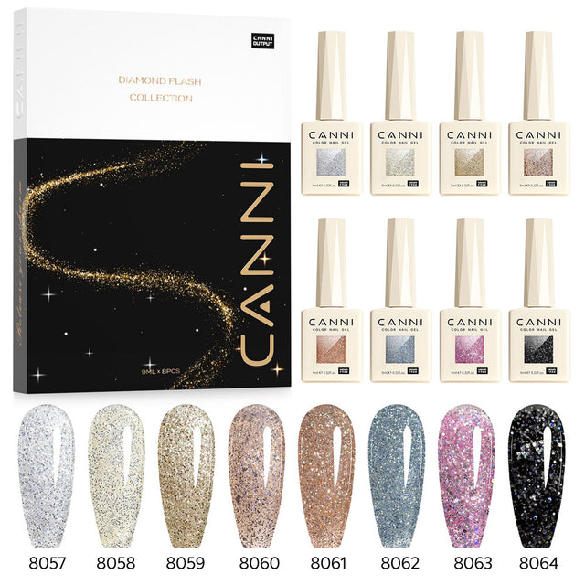 Glitter Gel Polish 8 Colors Set - Diamond Collection