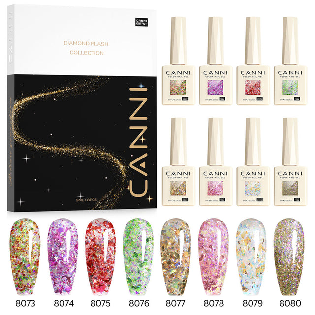 Glitter Gel Polish 8 Colors Set - Prism Flash Collection