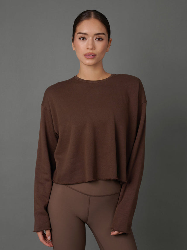 Crew Neck Sweatshirt in French Terry - Carafe