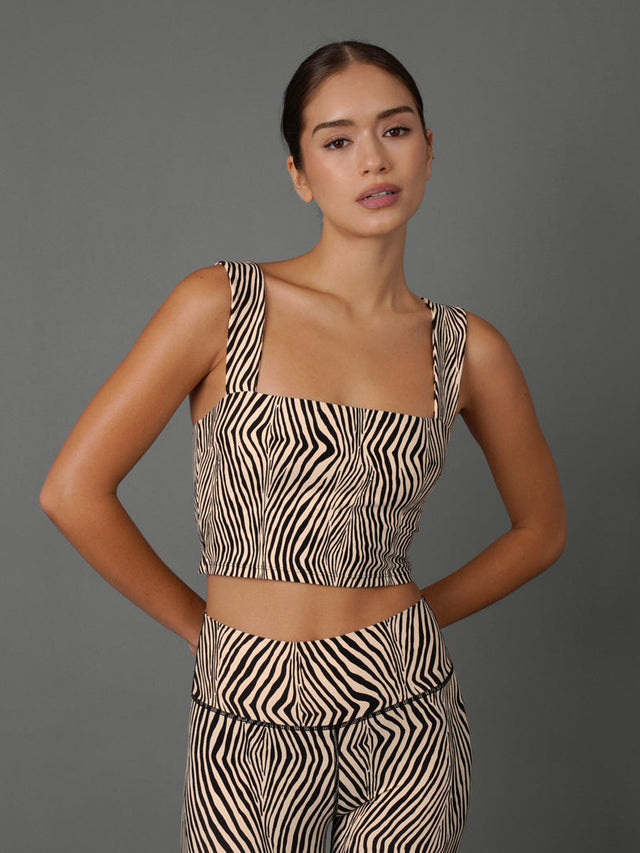 Square Neck Bra Top in Melt - Zebra Print