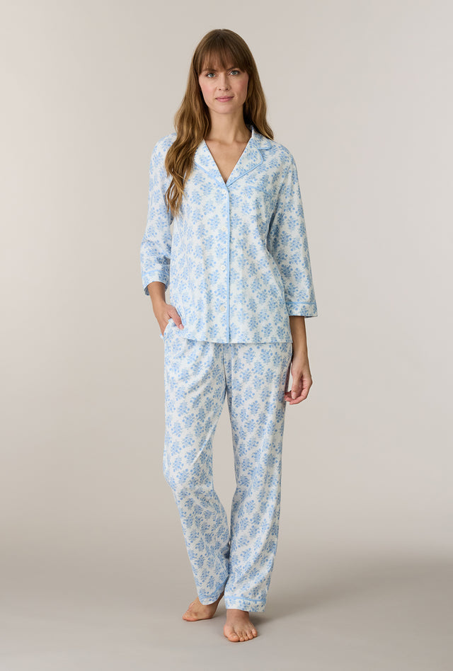 Heritage Bouquet Cotton Notch Collar Long Pajama Set