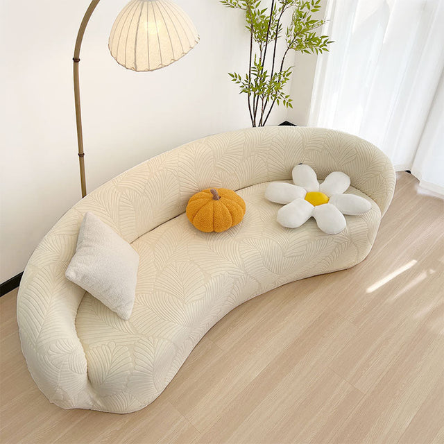 Housse pour canapé incurvé arrondi contemporain extensible texture hibiscus