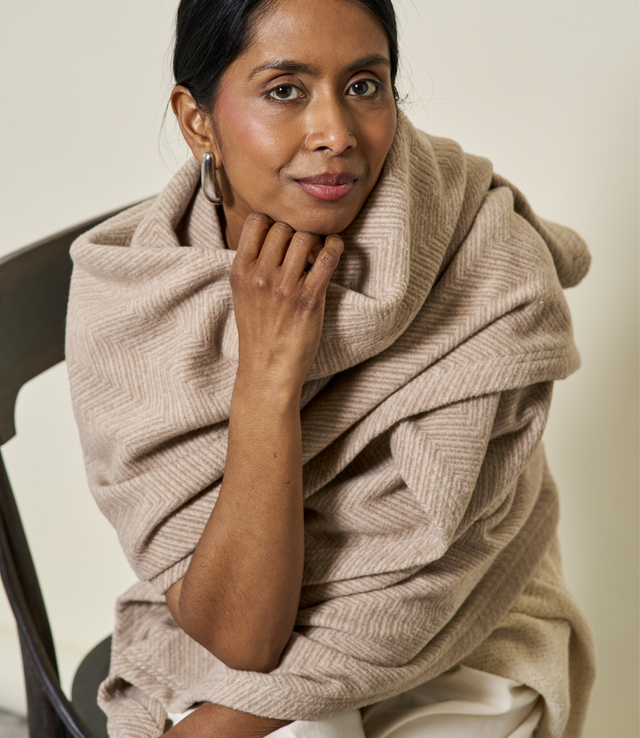 Bayside Herringbone Wheat Shawl