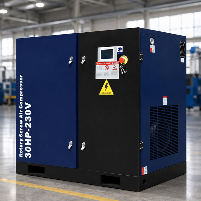 123CFM Rotary Screw Air Compressor, 30HP, 125PSI, 230V 3PHASE 60HZ