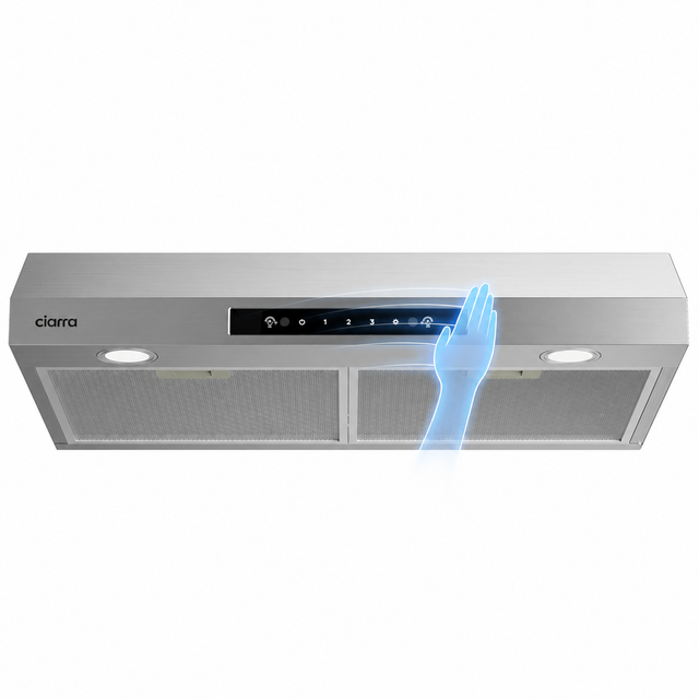 CIARRA 30 Inch Under Cabinet Range Hood with Smart Gesture & Touch Control, 400 CFM Powerful Ventilation CAS75938A
