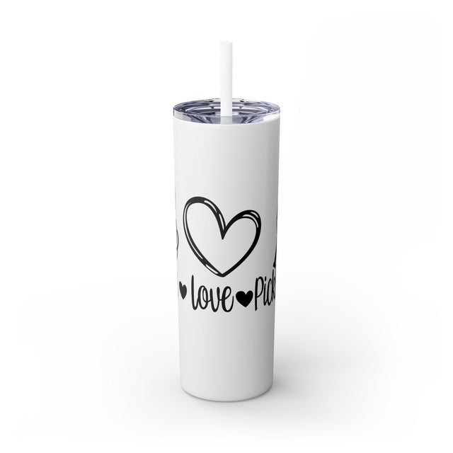 Skinny Tumbler with Straw - Peace Love Pickleball
