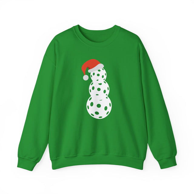 Christmas Pickleball Crewneck Sweatshirt - Snowman Made out of Pickleballs - Pickleball Sweatshirt for Women & Men