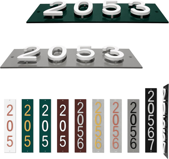 ColourTree Personalized Floating House Numbers Address Street Sign Plaque in Vertical/Horizontal, Aluminum Modern Front Door Sign - Made In USA (Custom Fonts Co