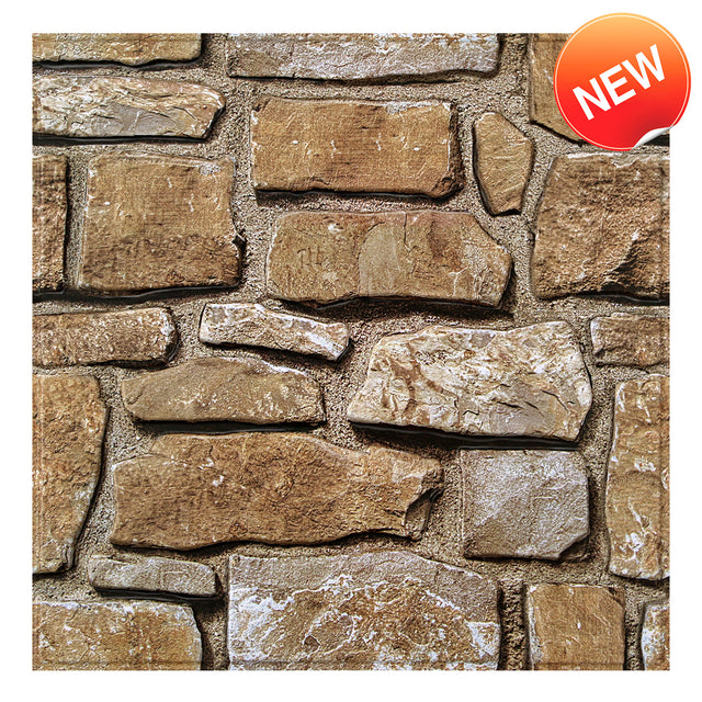 3D Desert Brown Stacked Stone Peel and Stick Wall Tile