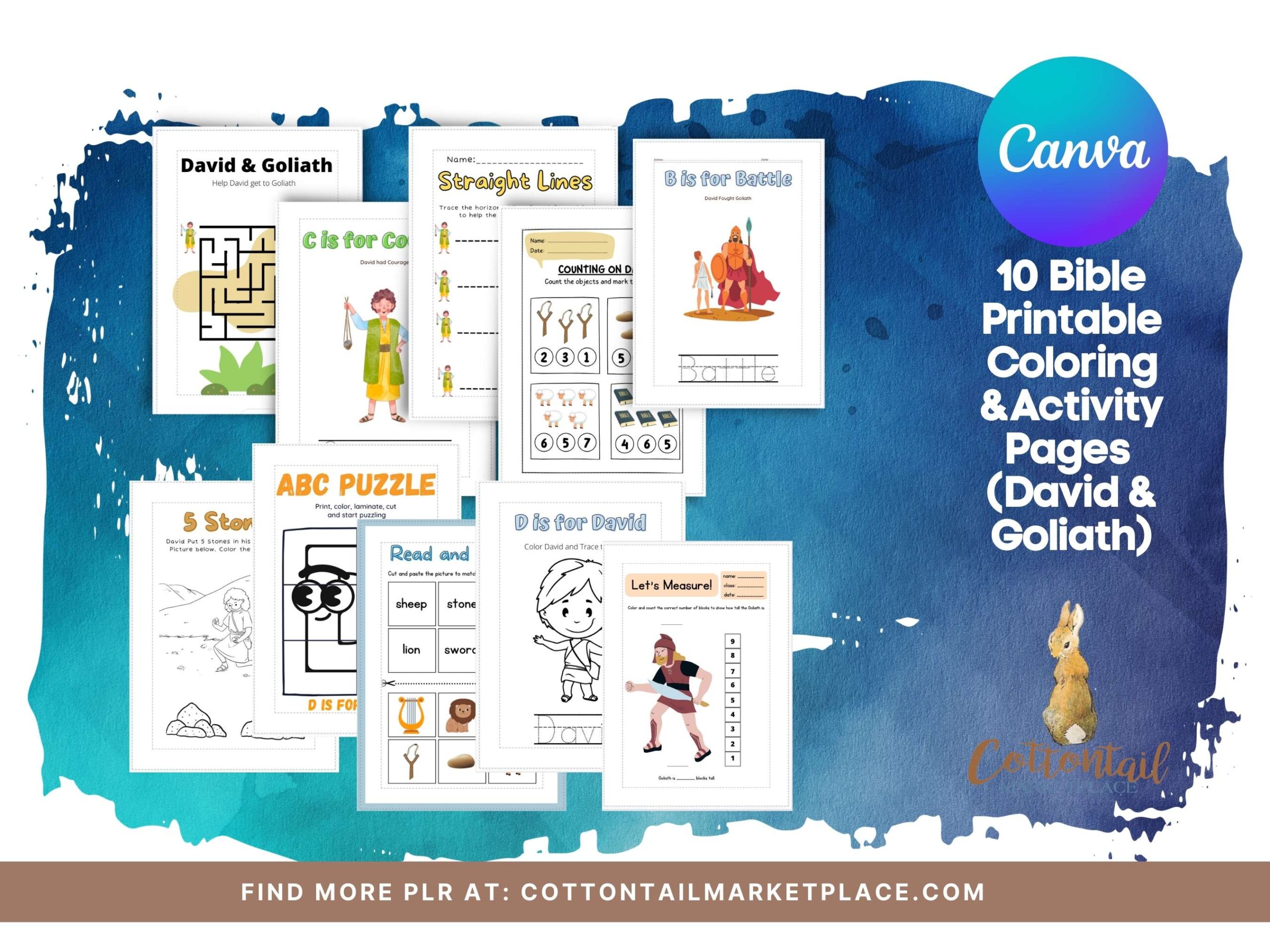 10 David & Goliath Coloring Pages & Activity Sheets – Editable Canva Template